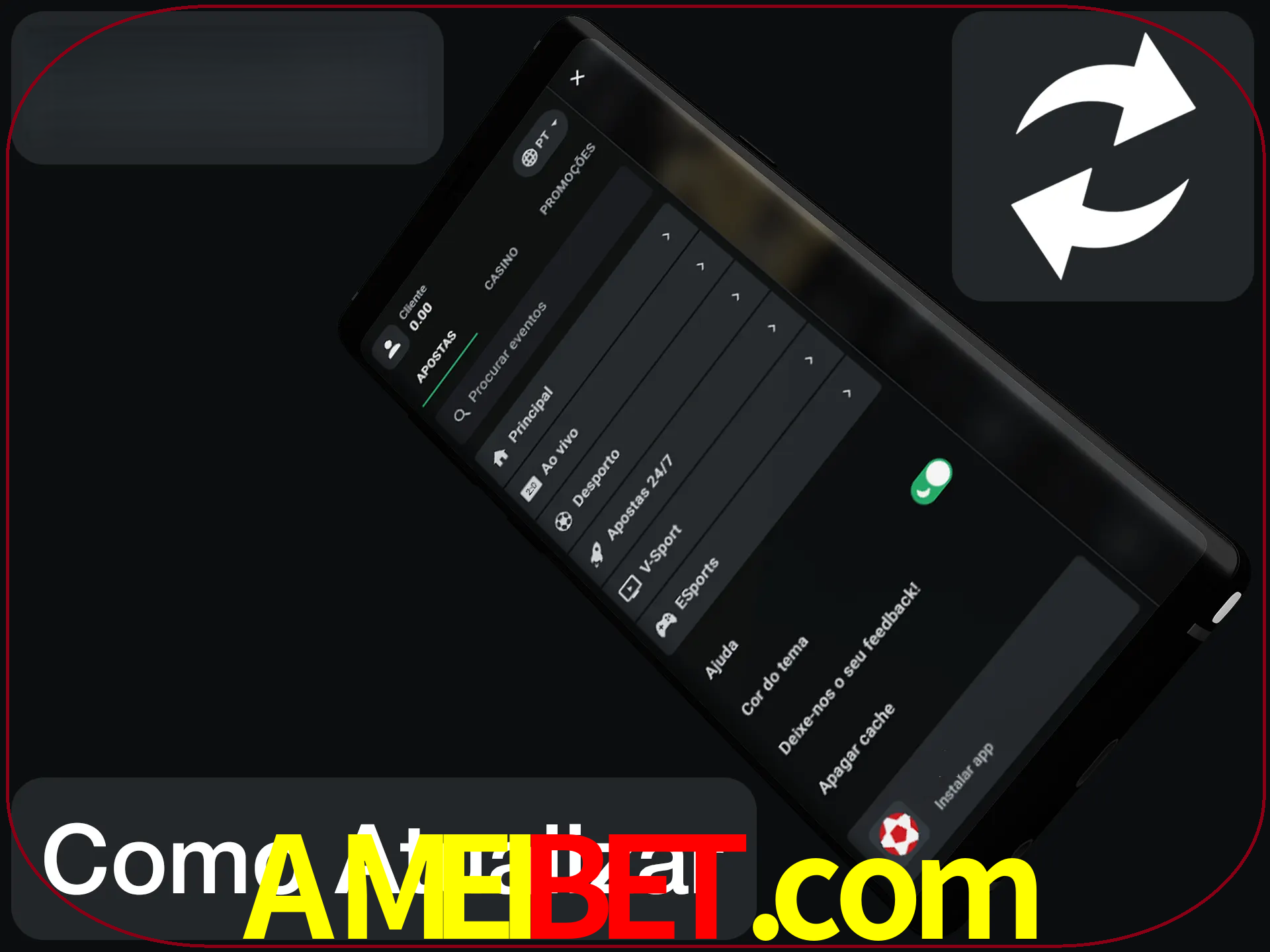 O aplicativo é atualizado automaticamente quando você faz o login.