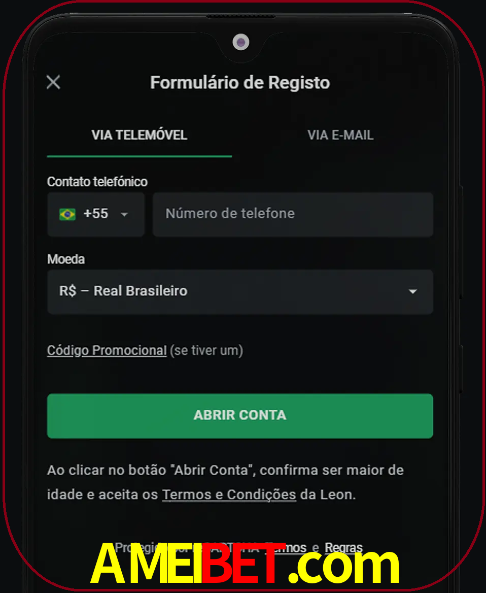 Abra o aplicativo e inicie o processo de registro.