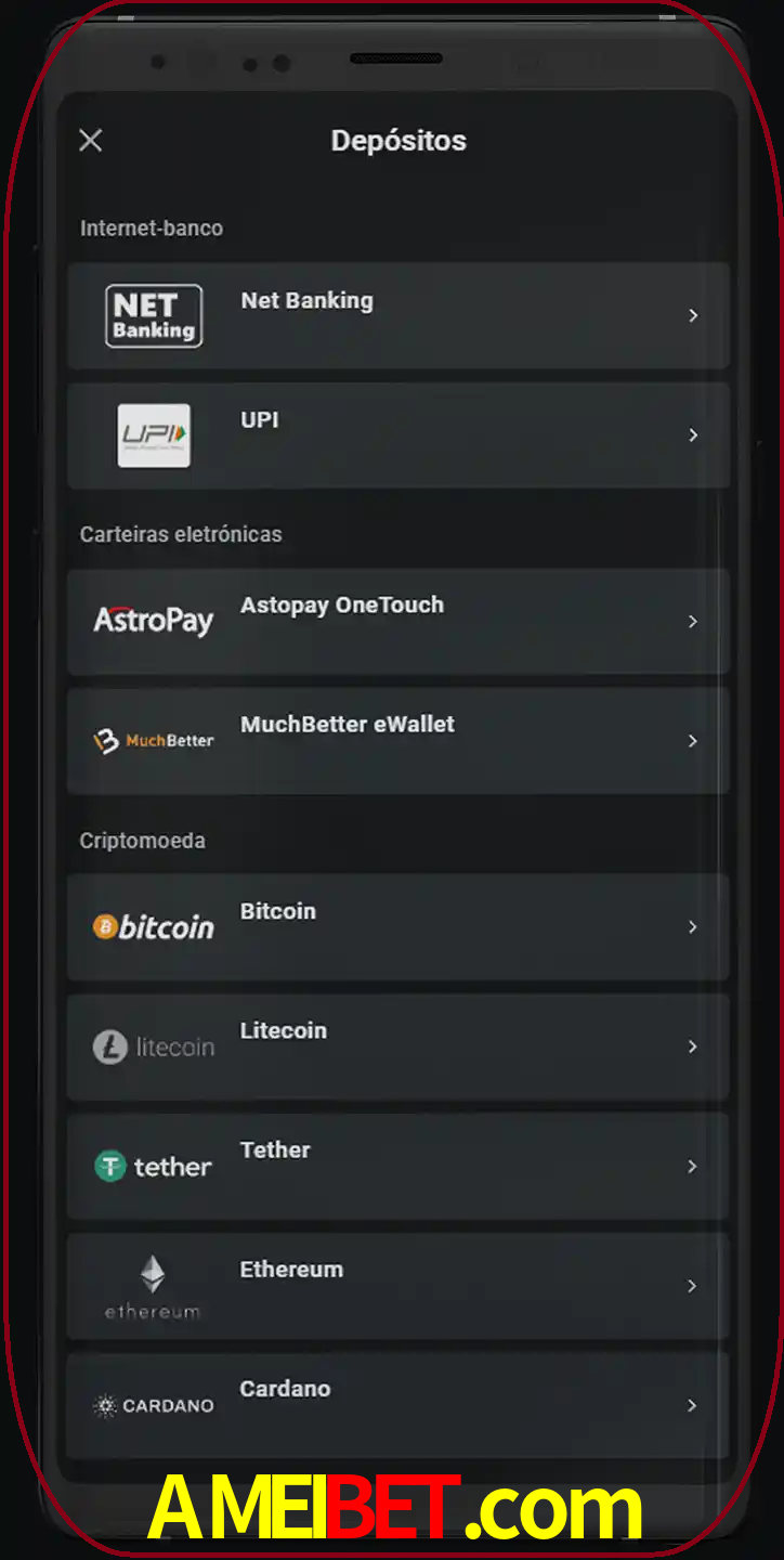 Você pode usar métodos alternativos de depósito.